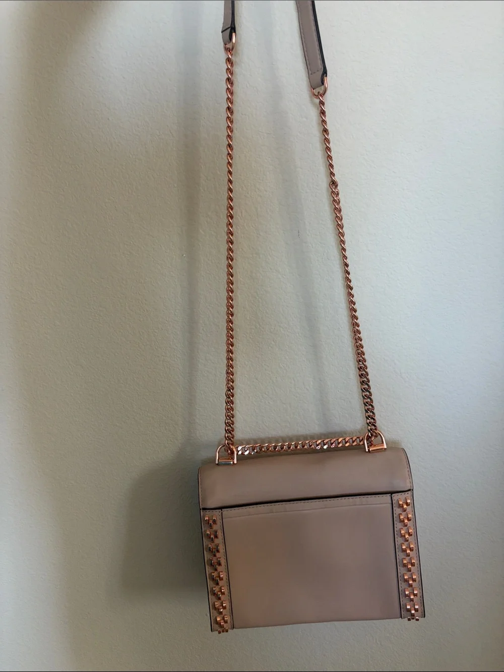 Michael Kors Neutral Studded Crossbody Bag with Rose Gold Chain